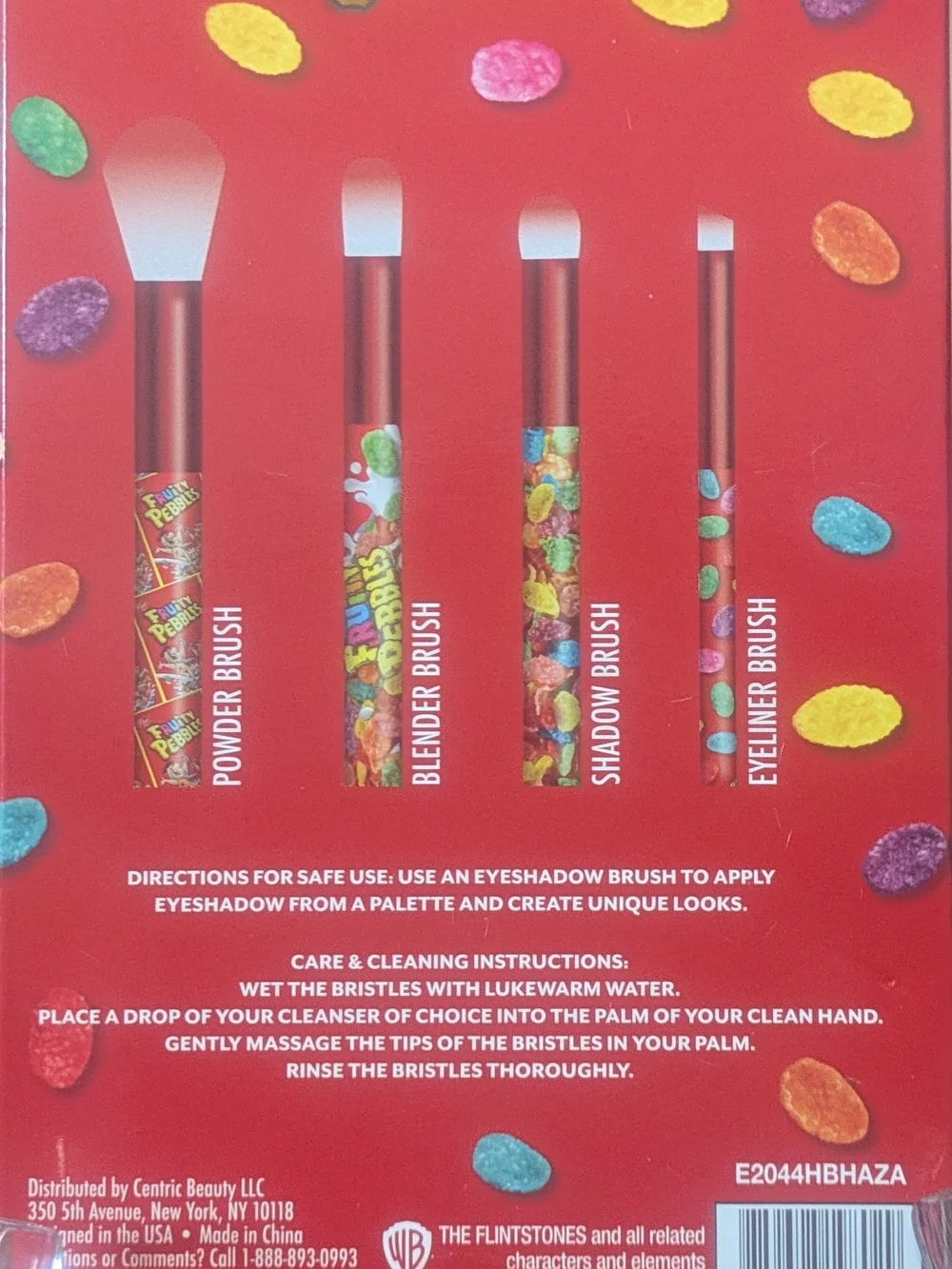 Fruity Pebbles Red Cosmetic Brush Set - Ost Licensed 4-Piece